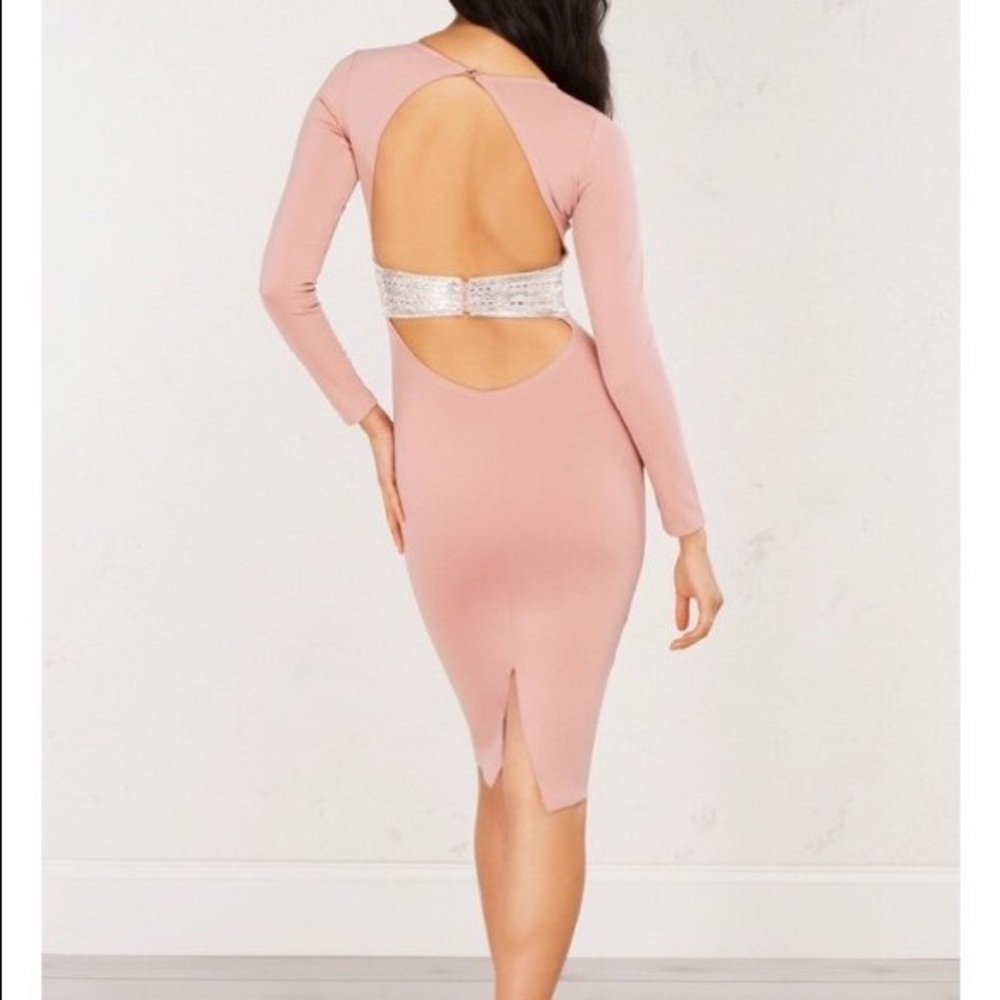Akira women's blush backless dress